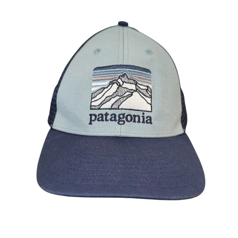 Patagonia Line Logo Ridge LoPro Trucker Hat Cap Mountains Outdoors Navy Blue